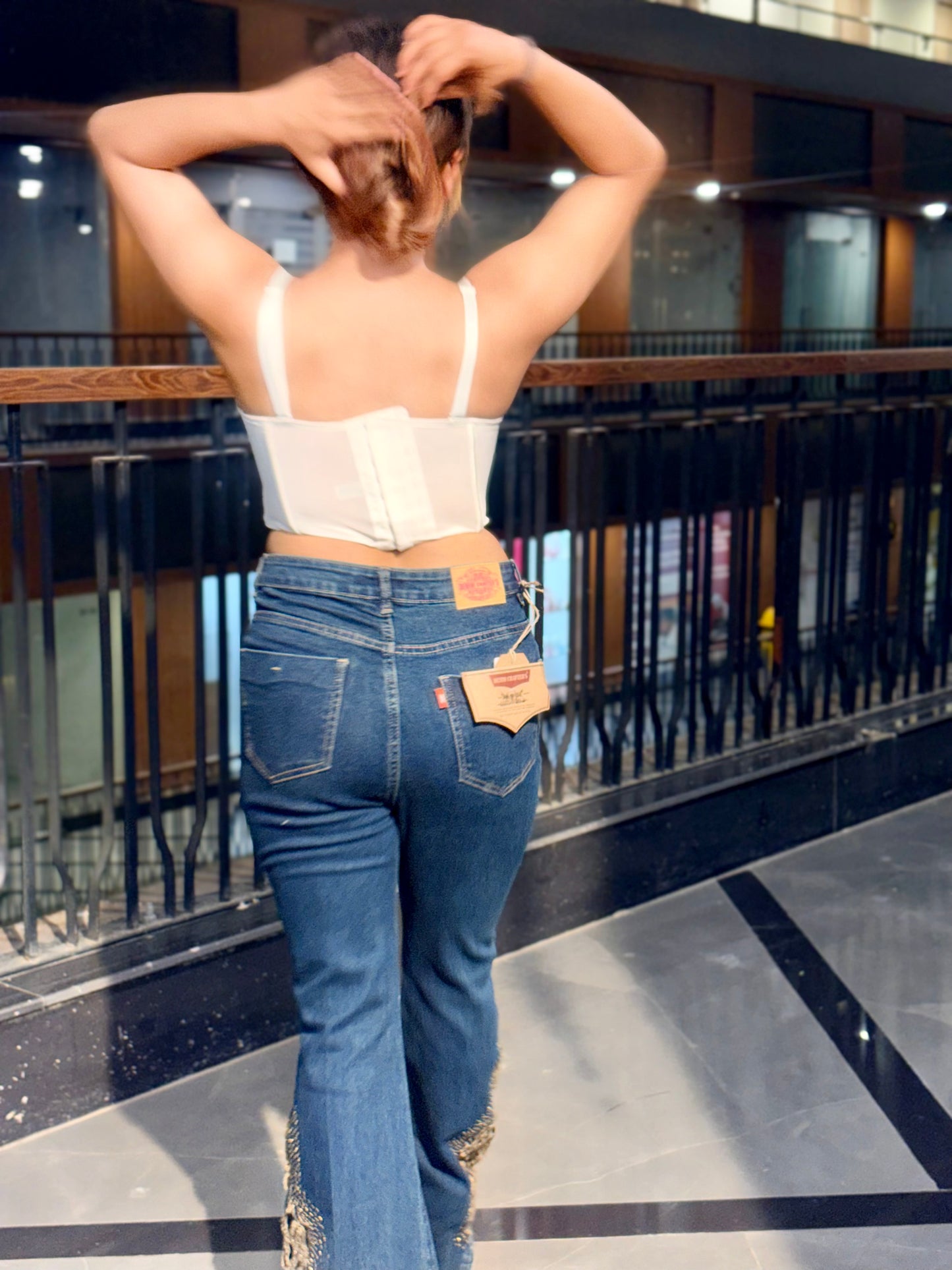 Luxe Ivory Corset & Embroidered Denim Combo