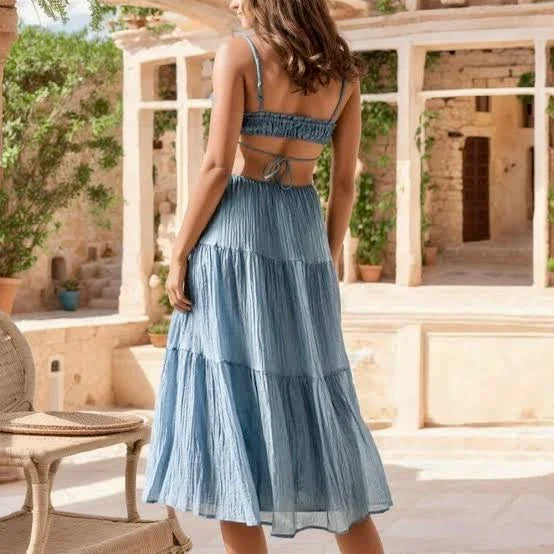 White Ruched Boho Maxi Dress - Luxestyle