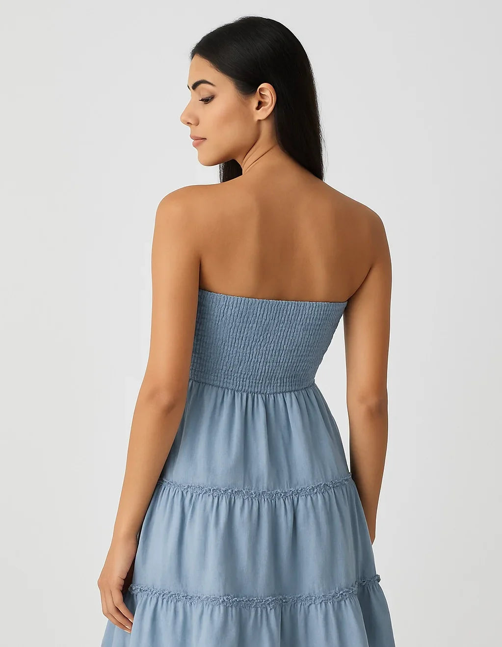 Light Blue Tube Dress for Women - Luxestyle
