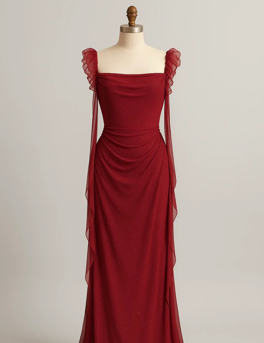 Burgundy Shimmer Evening Gown - Luxestyle