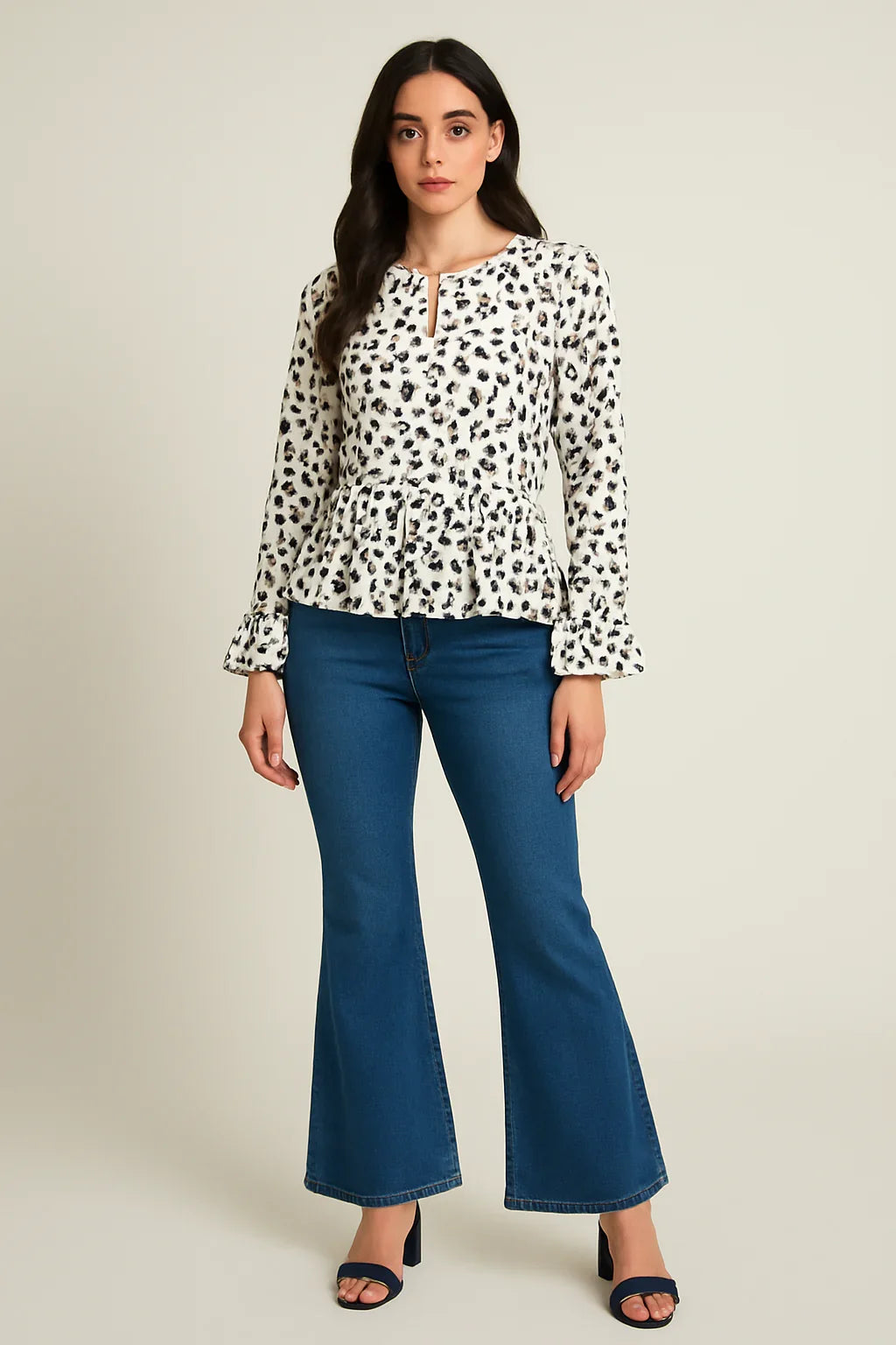 Polka Dot Ruffle Sleeve Top - Luxestyle