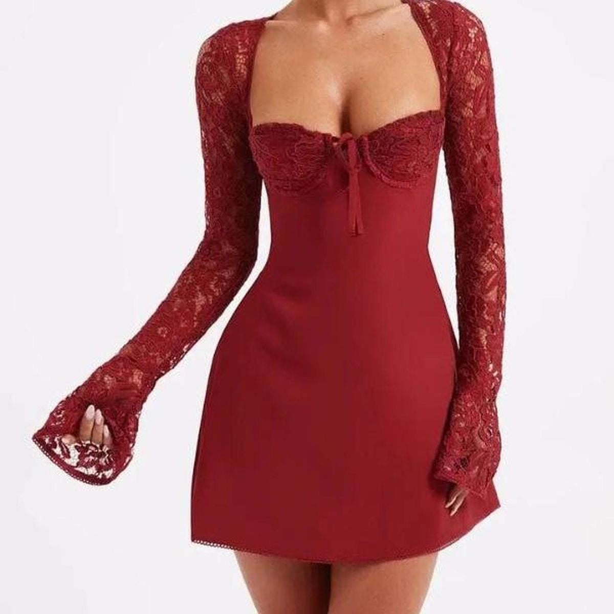 Romantic Red Lace Skater Dress