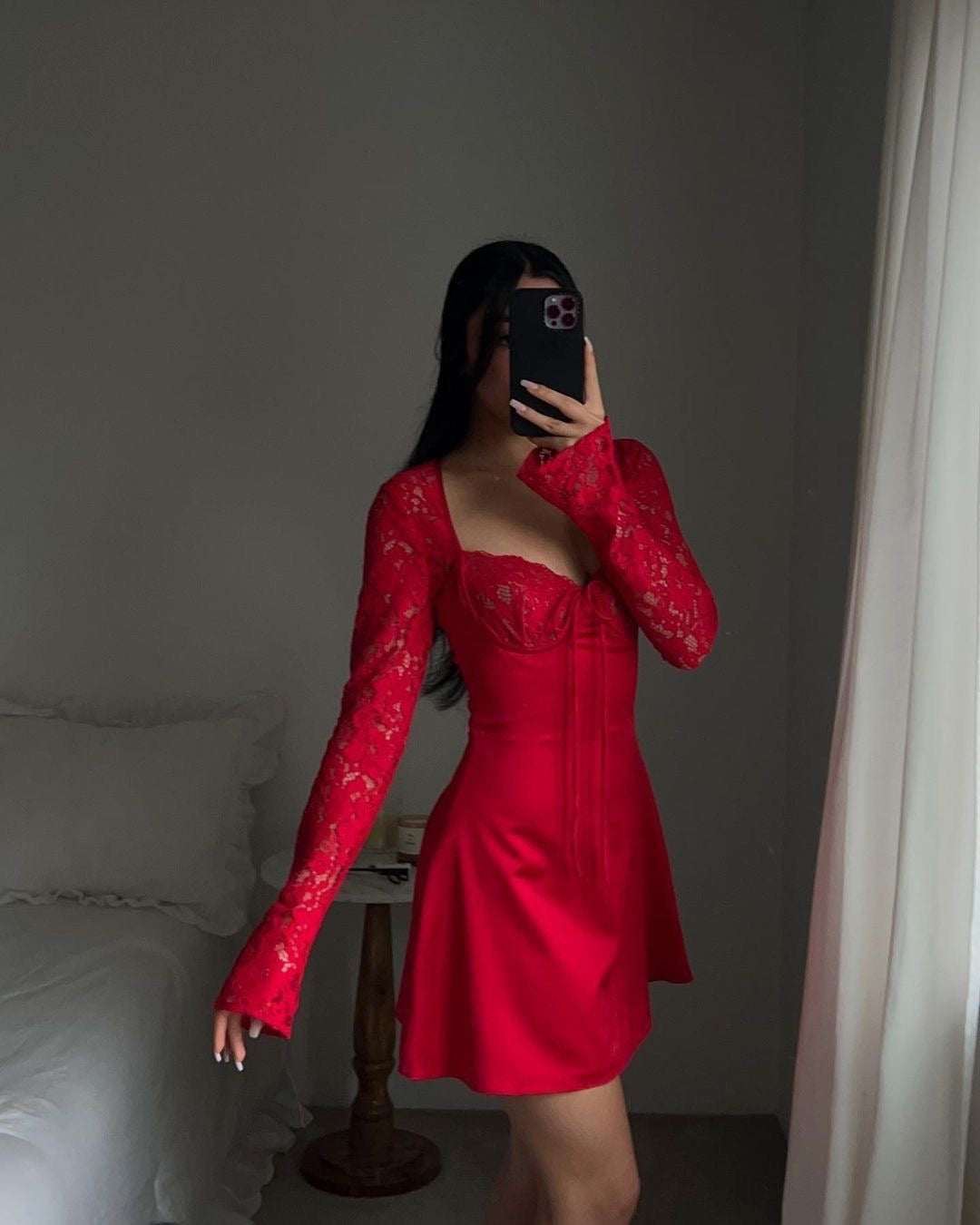 Romantic Red Lace Skater Dress